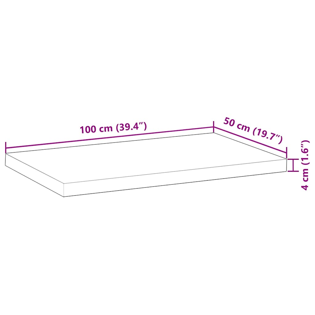 Tischplatte Rechteckig 60x50x2 cm Massivholz Akazie
