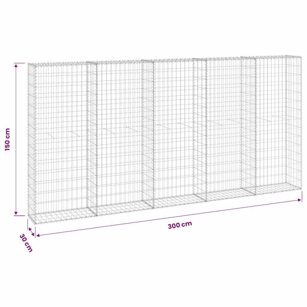 Gabionenwand mit Abdeckung Verzinkter Stahl 60x30x100 cm