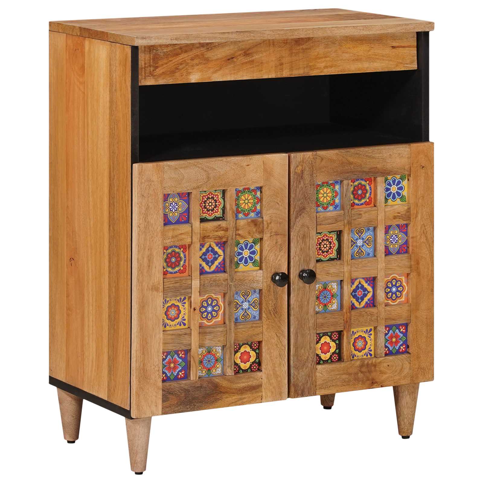 Sideboard mit Speicher Walnuss 60 x 33 x 75 cm Massivholz Mango
