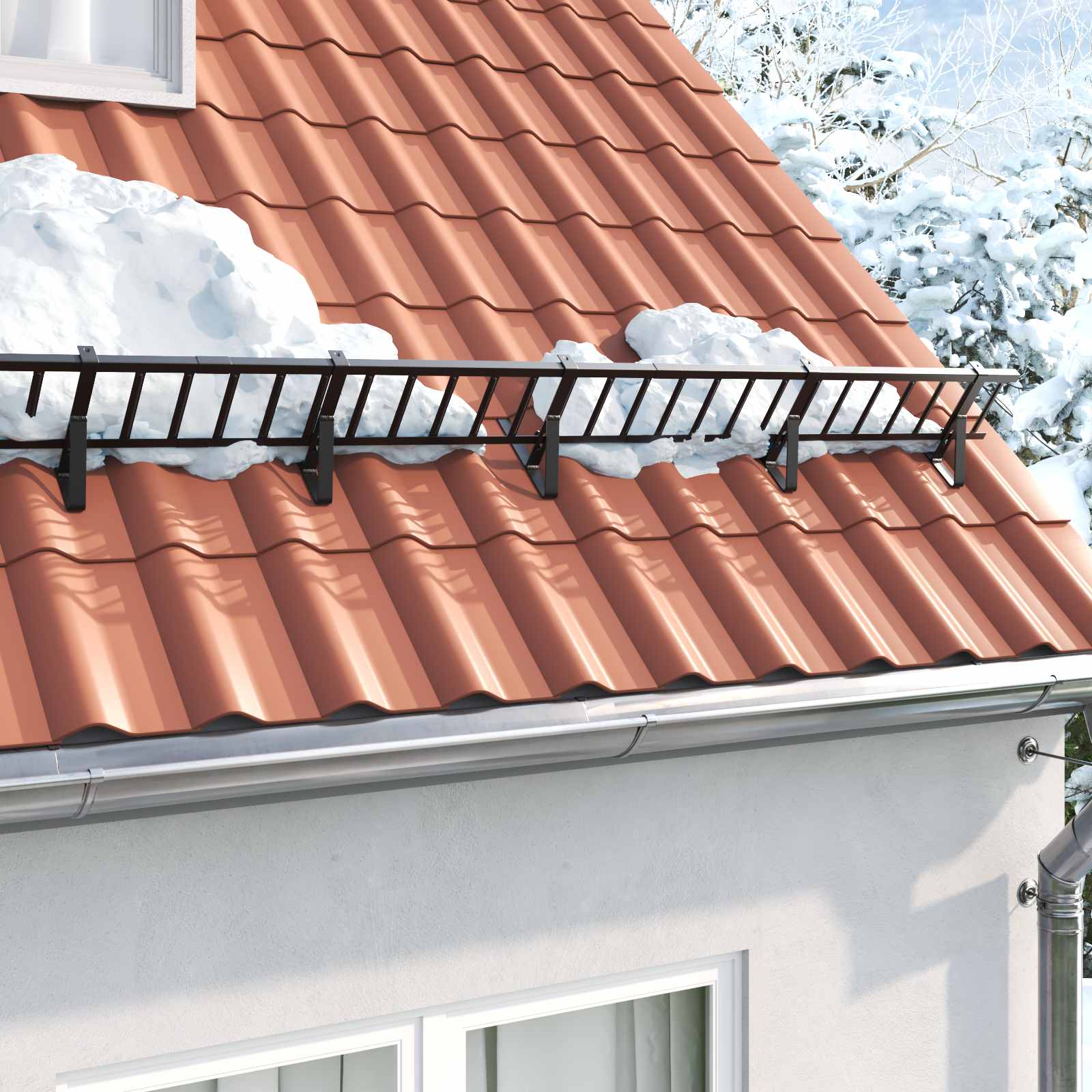 Dachschneeschild Anthrazit 100 x 29,5 x 34,5 cm Stahl