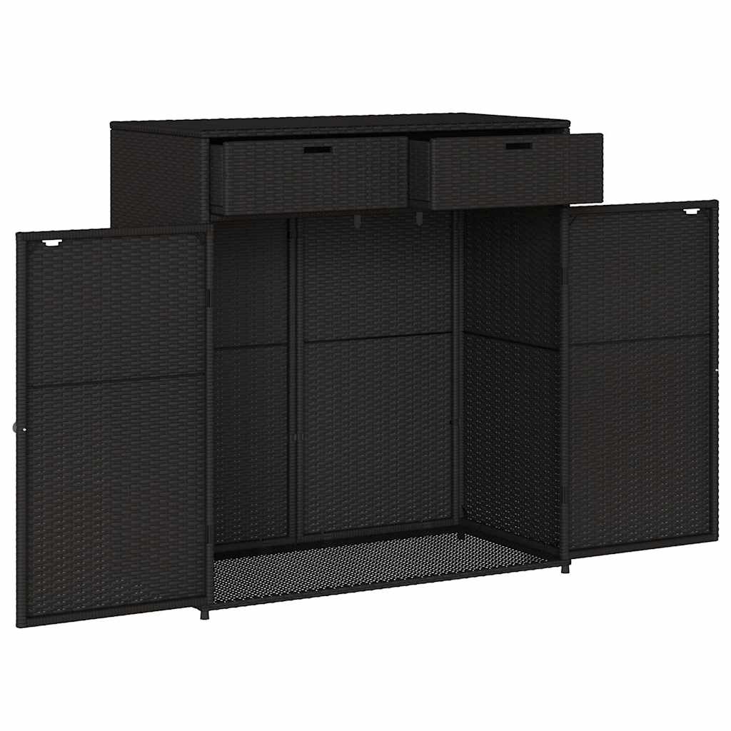 Gartenschrank Schwarz 55x55x111 cm Poly Rattan
