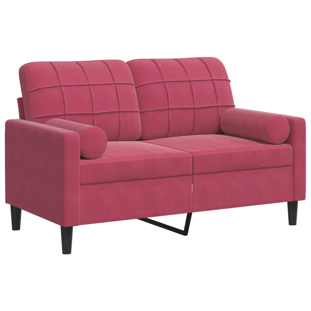 2-Sitzer-Sofa mit Zierkissen Hellgrau 120 cm Samt
