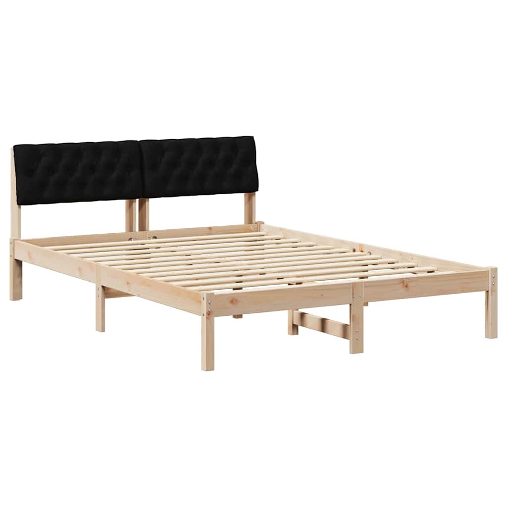 Bettgestell Braun und hellgrau 200 x 200 cm Massivholz Kiefer