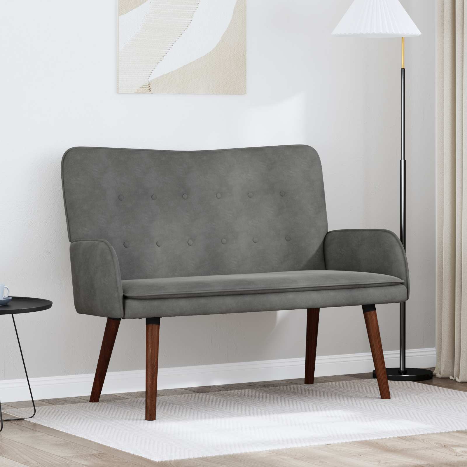 2-Sitzer Sofa Hellgrau 115 x 61 x 87 cm Samt (V)