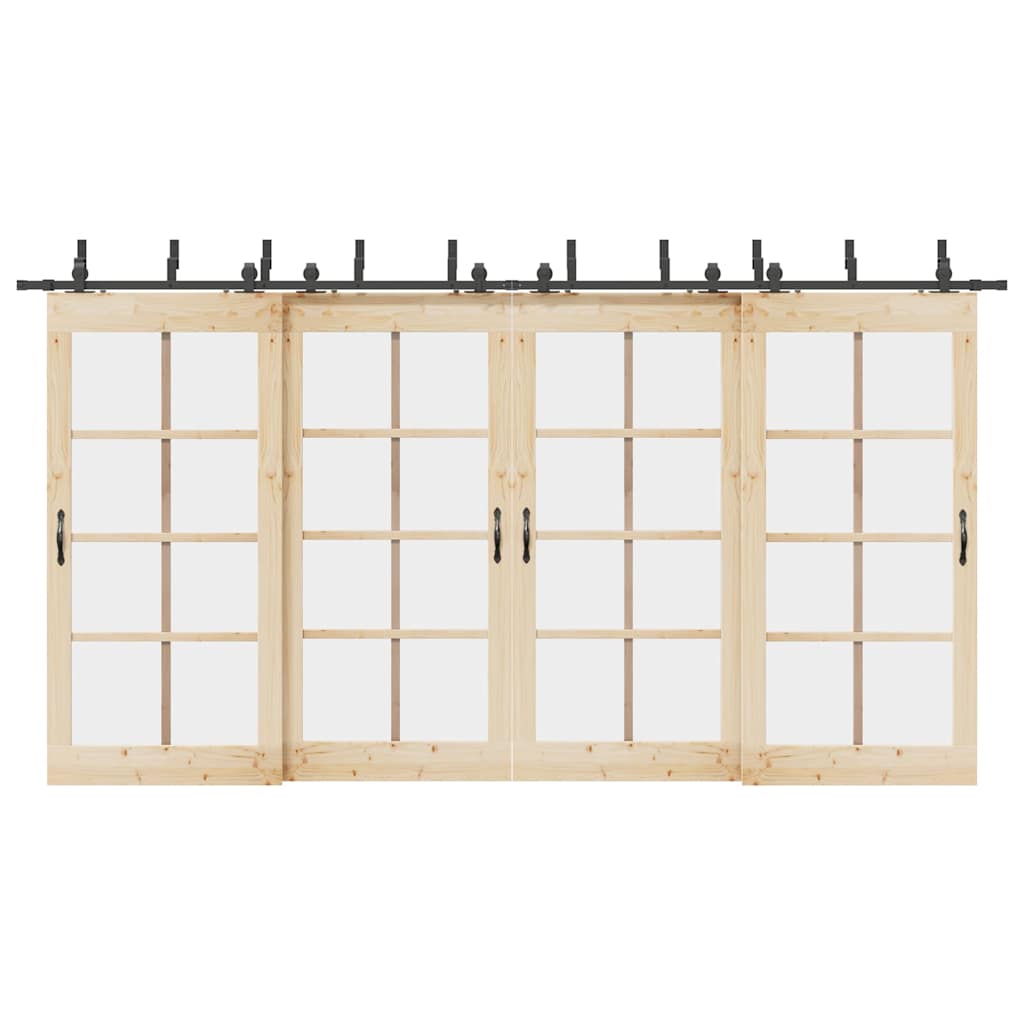 Schiebetürbeschlag-Set 183 cm Stahl Schwarz