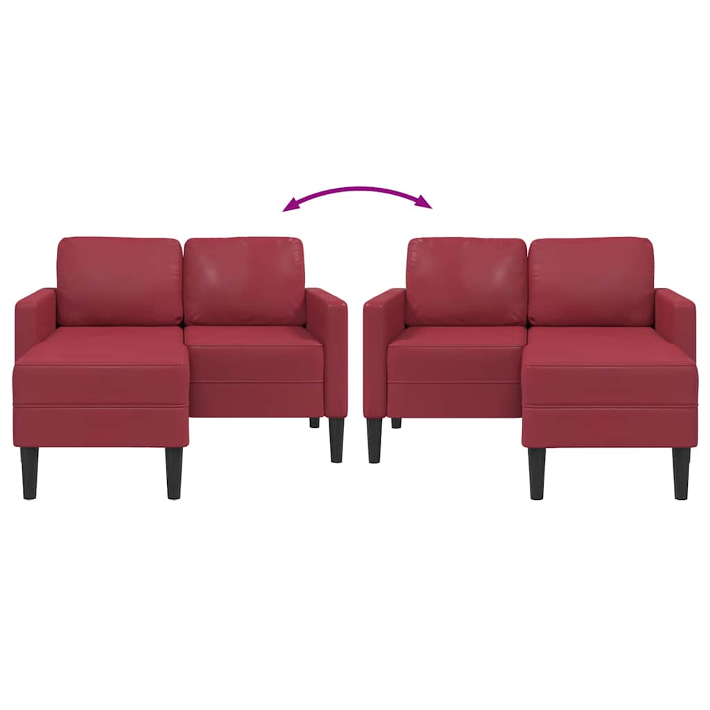 2-Sitzer-Sofa mit Chaiselongue L-förmig Schwarz 125 cm Kunstleder