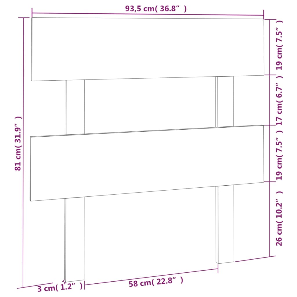 Bett-Kopfteil 78,5x3x81 cm Massivholz Kiefer