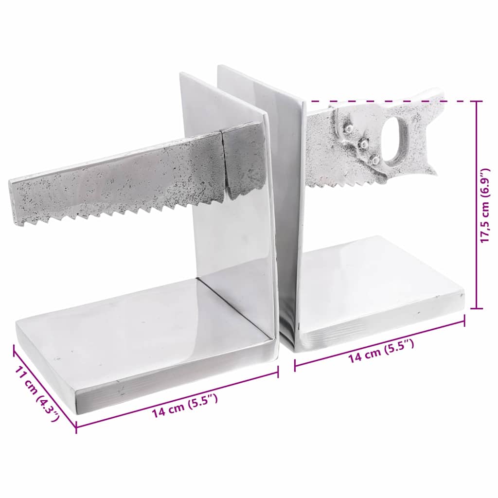 Buchstützen 2 pcs Silber 12 x 9 x 19 cm Aluminium