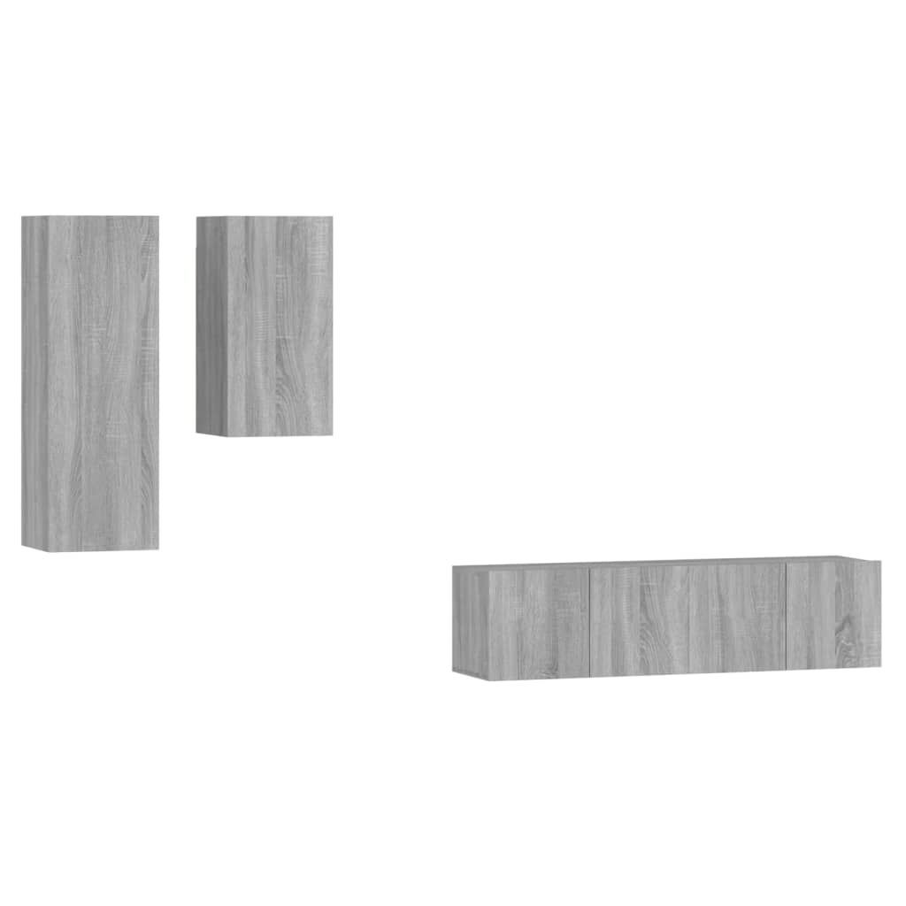 4-tlg. TV-Schrank-Set Weiß Holzwerkstoff
