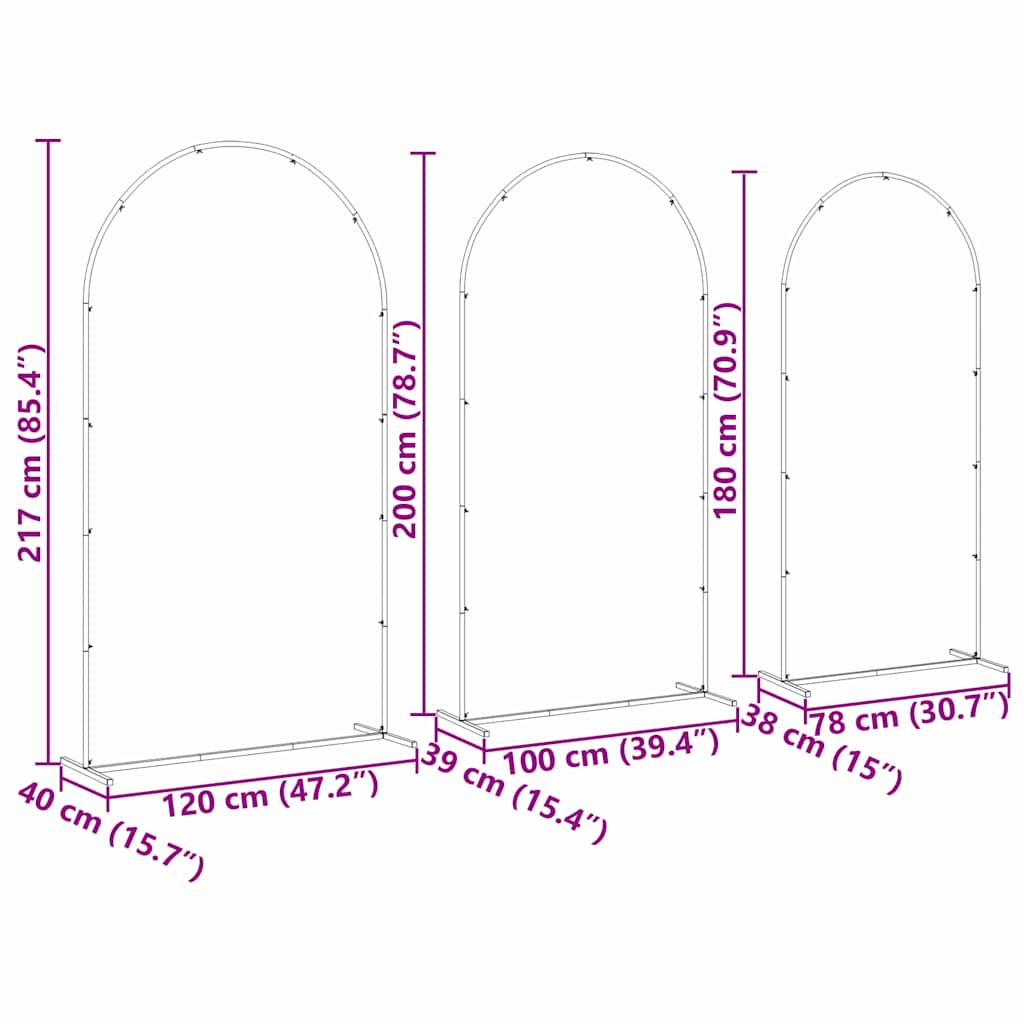 Hochzeitsbogen 3 pcs Weiß Stahl