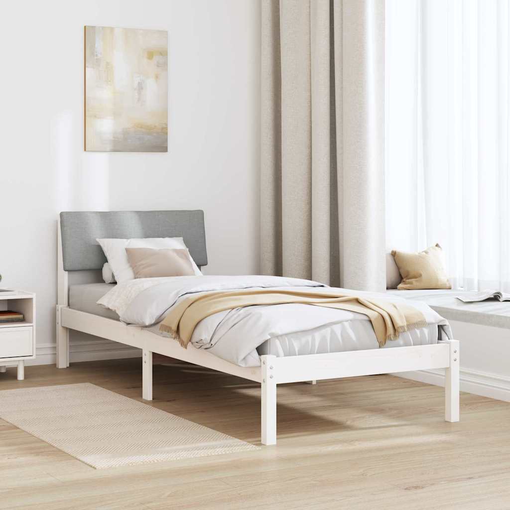 Bettgestell Braun und hellgrau 200 x 200 cm Massivholz Kiefer
