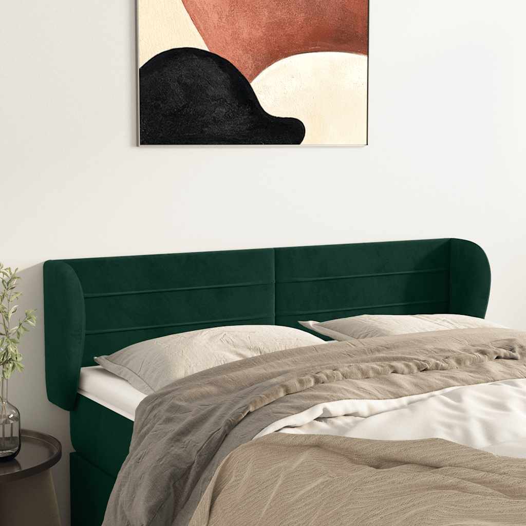 Kopfteil mit Ohren Dunkelblau 203x23x118/128 cm Samt