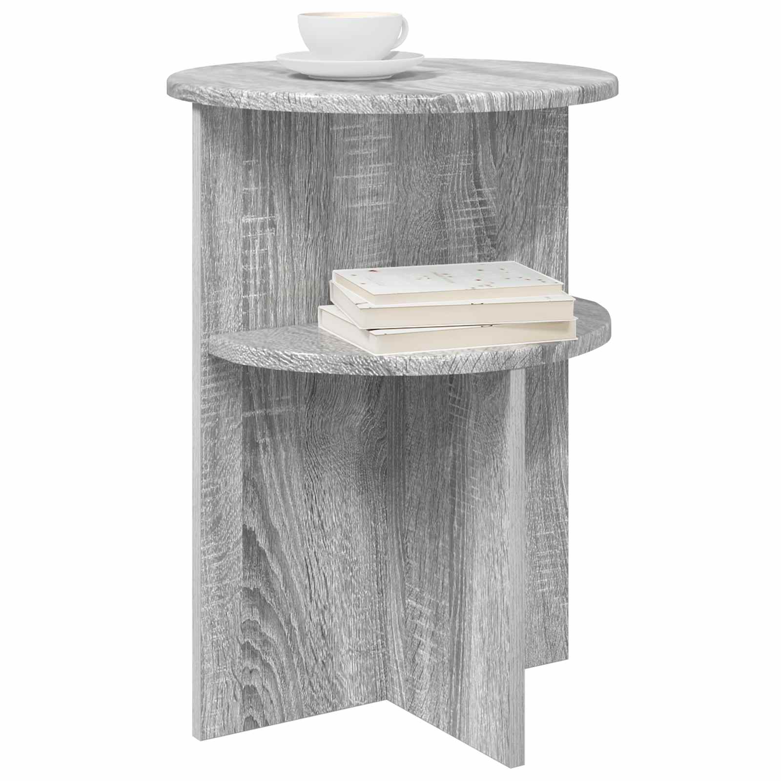 Beistelltisch mit Speicher Weiß Ø 39,5 x 55 cm Holzwerkstoff