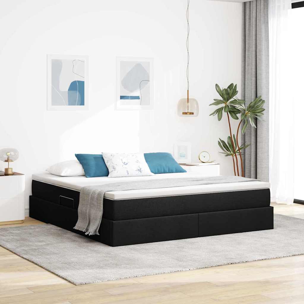 Aufbewahrungsbett mit Matratze Hellgrau 90 x 190 cm Polyester