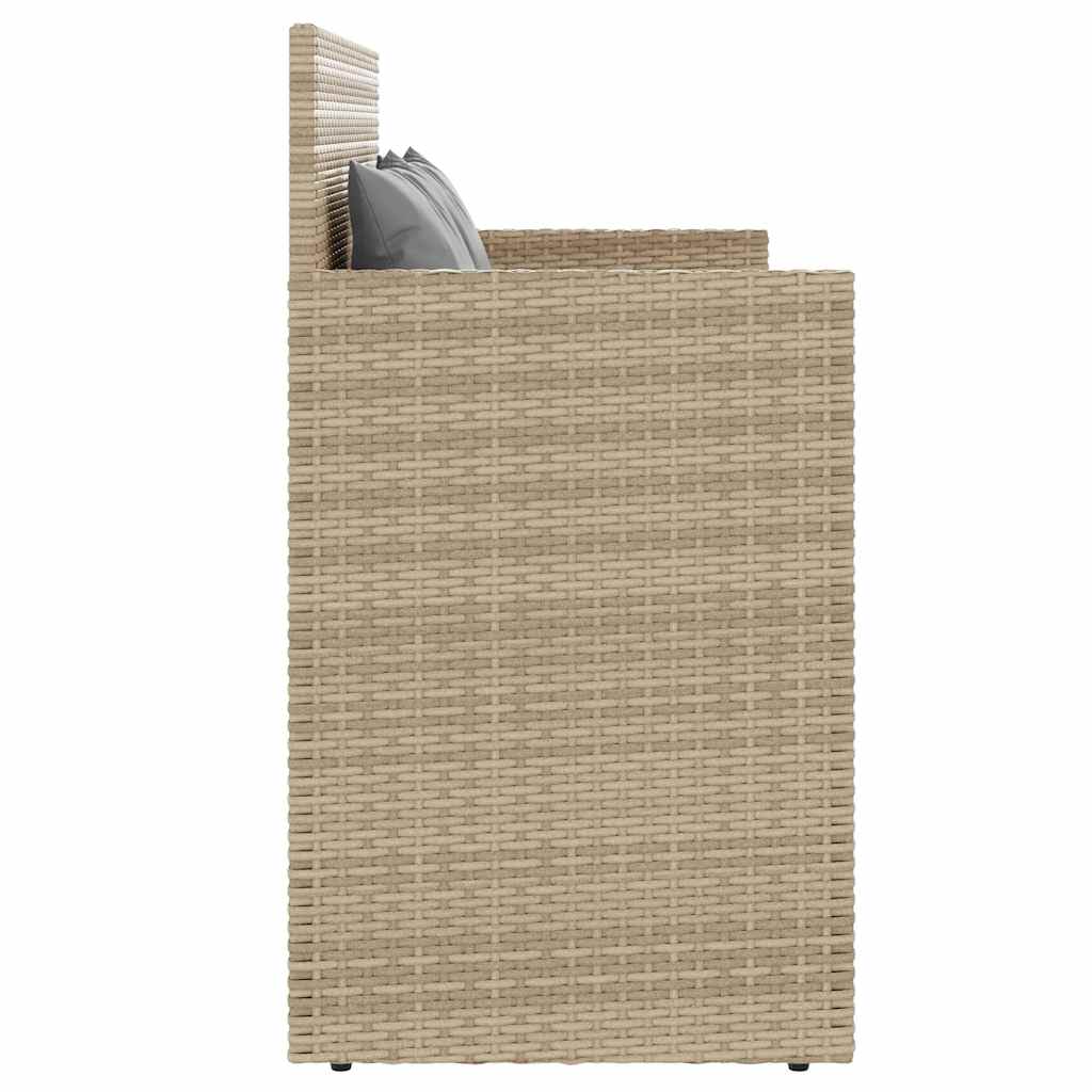 Gartenbank mit Kissen Schwarz Poly Rattan