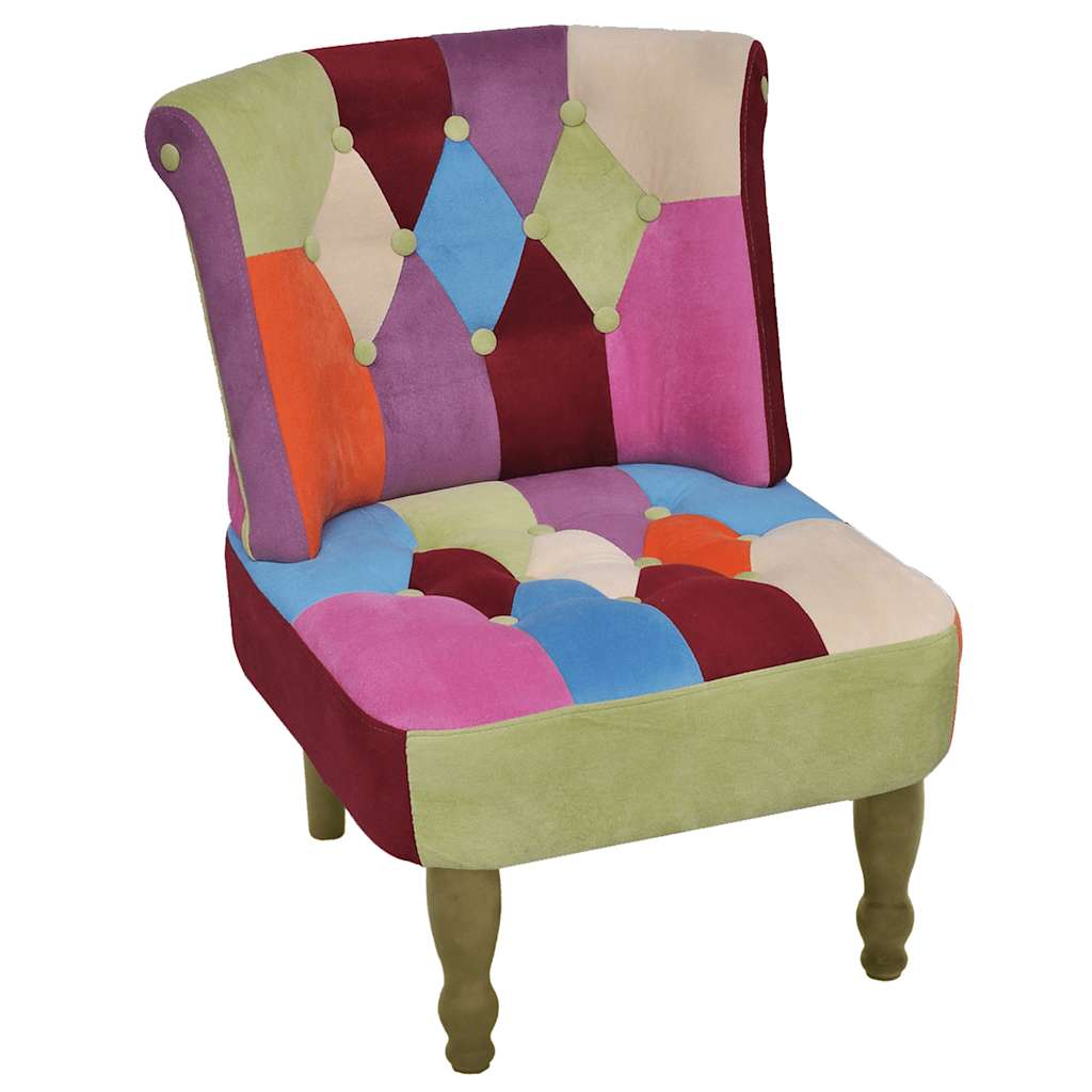 Französischer Stuhl mit Patchwork-Design Stoff