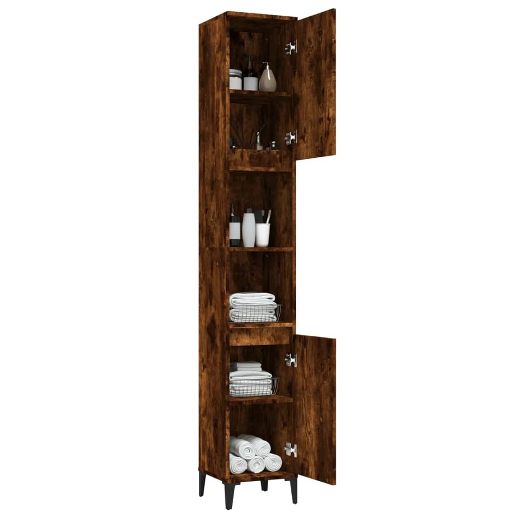 Badschrank Weiß 30x30x190 cm Holzwerkstoff