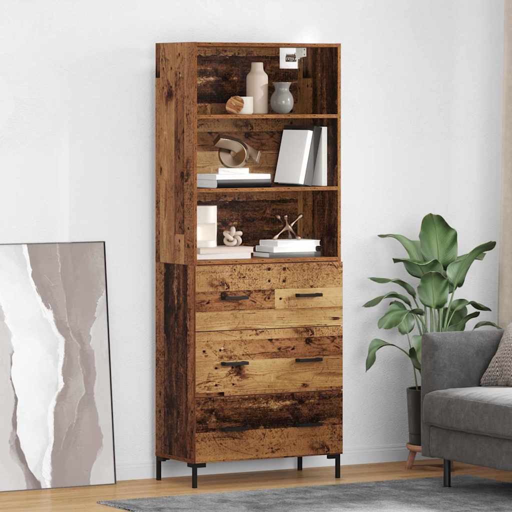 Highboard Hochglanz-Weiß 69,5x34x180 cm Holzwerkstoff