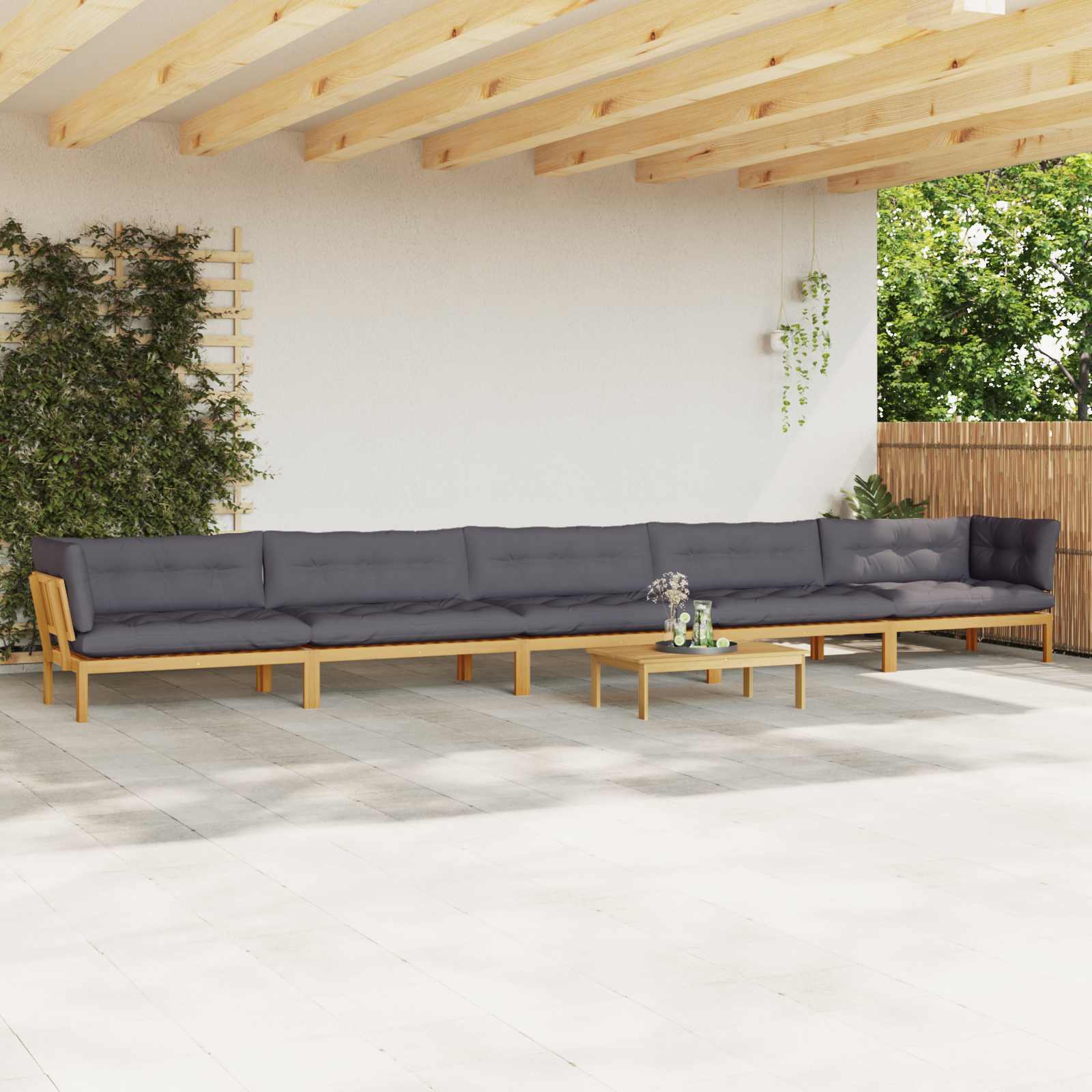 3-tlg. Garten-Sofagarnitur aus Paletten Massivholz Akazie