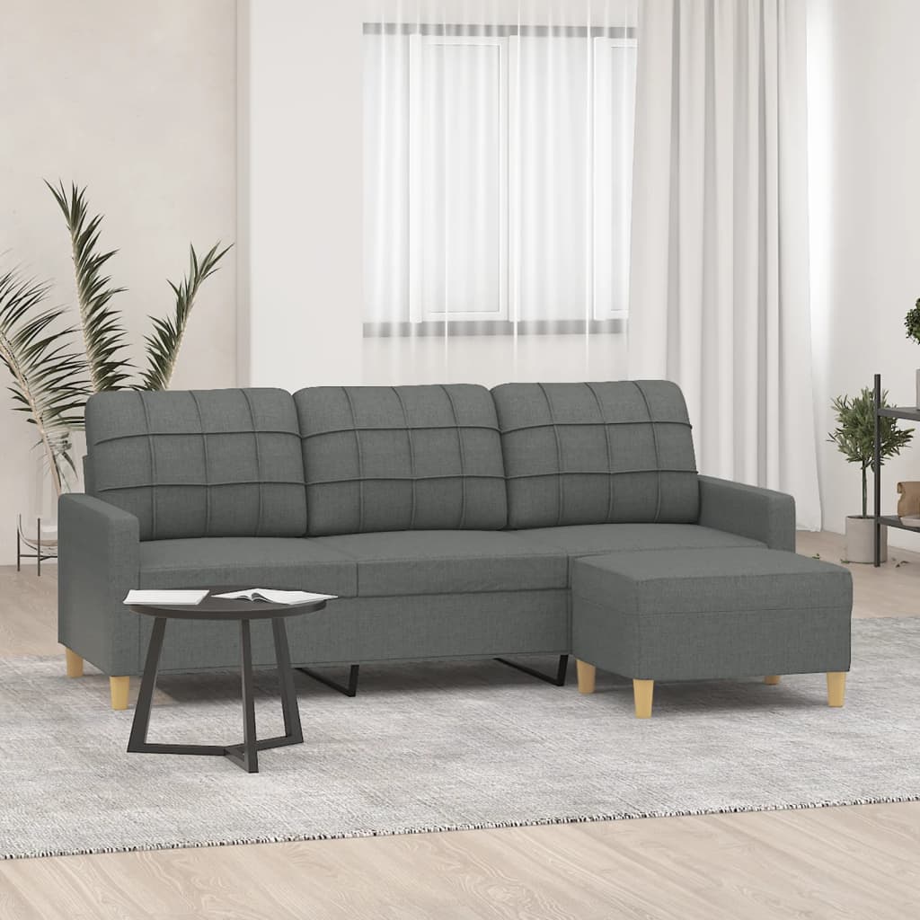 3-Sitzer-Sofa mit Hocker Taupe 180 cm Stoff