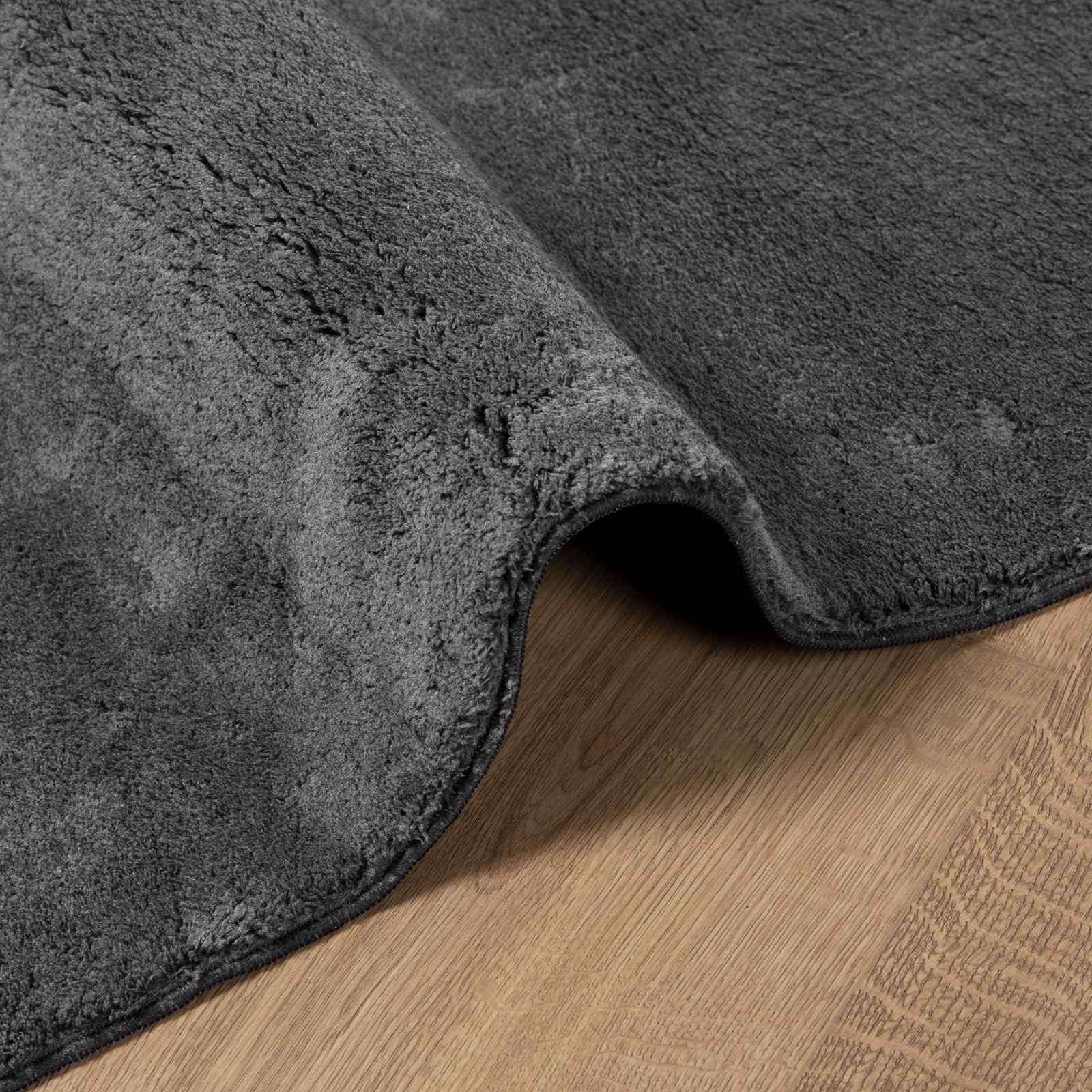 Teppich HUARTE Kurzflor Weich und Waschbar Anthrazit 60x110 cm
