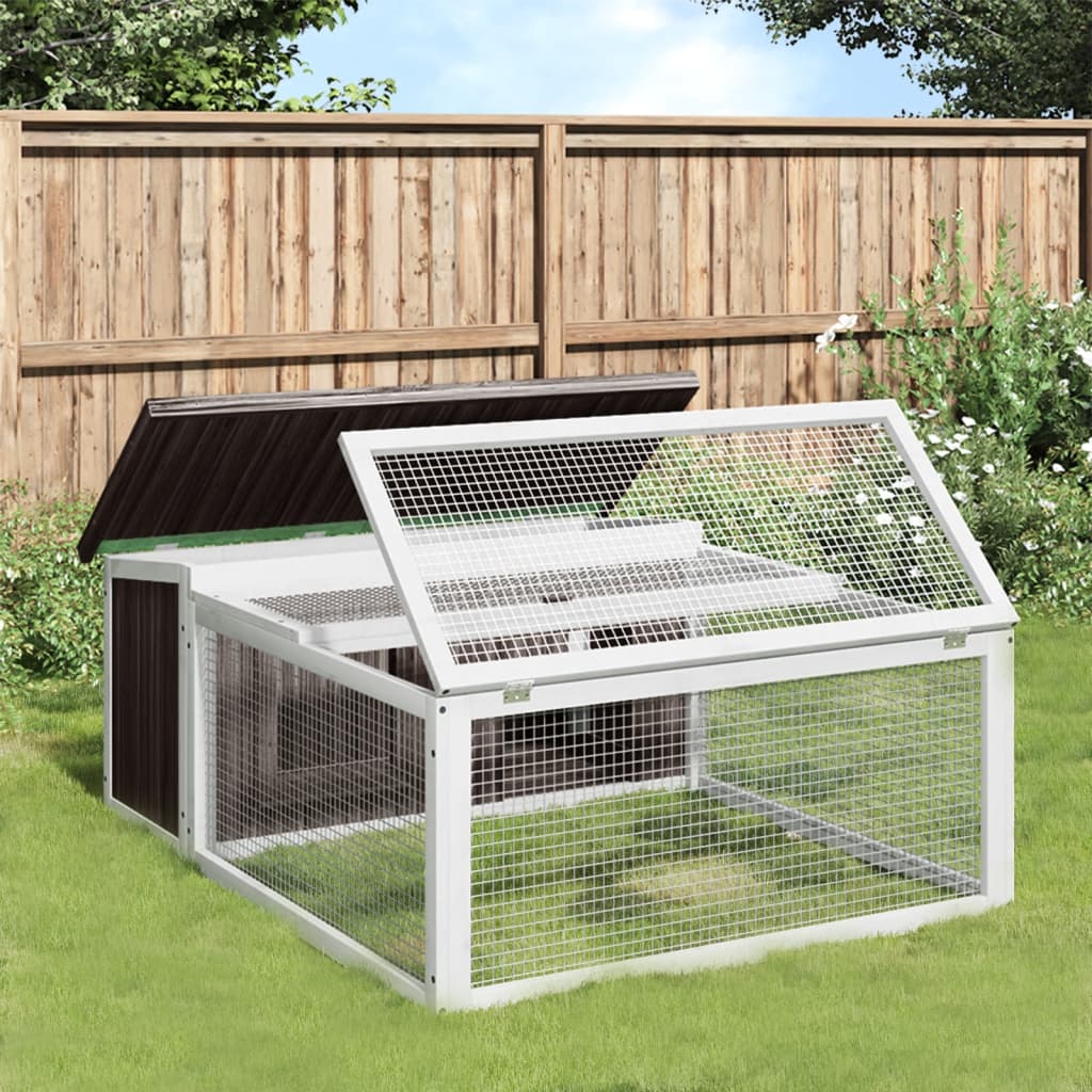Kaninchenstall Mokka 117,5x97x47,5 cm Massivholz Kiefer