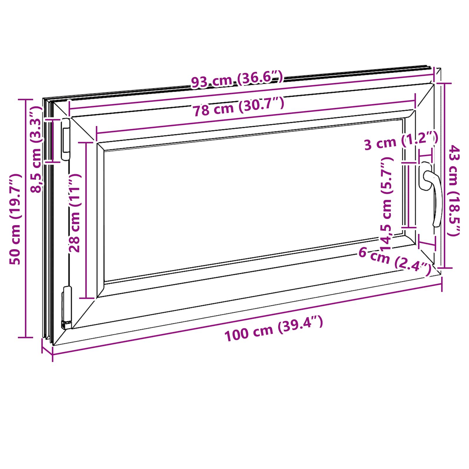 Kellerfenster RISOR 50 x 50 cm PVC und Glas Weiß