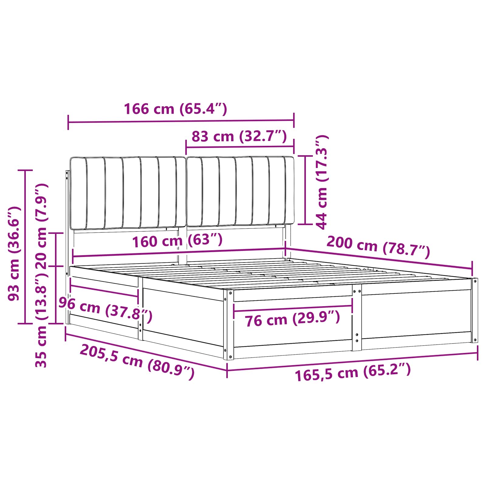 Bettgestell mit gepolstertem Kopfteil Hellgrau 200 x 200 cm
