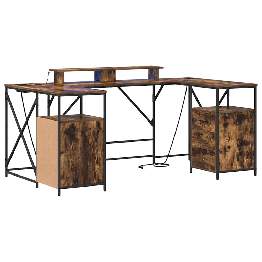 Schreibtisch mit Regal Schwarz Eichen-Optik 182 x 101 x 87,5 cm