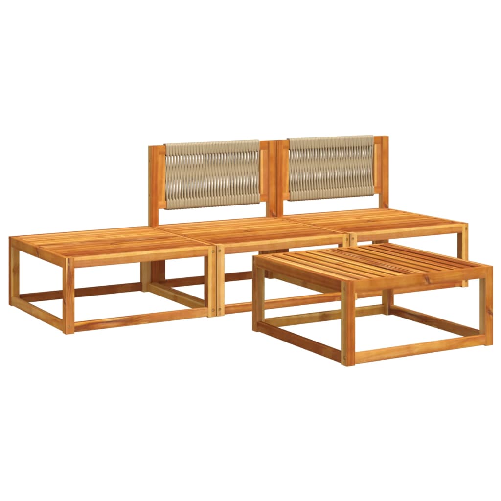 6-tlg. Gartensofa-Set mit Kissen Holz Akazie & Seil
