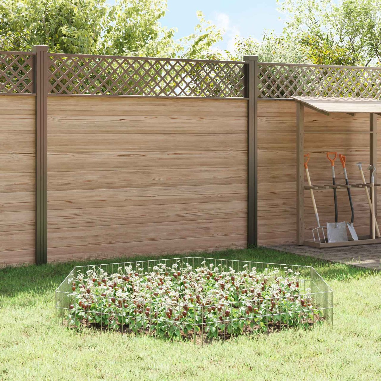Gartenzaun-Paneel 12 pcs Verzinkter Stahl Silber