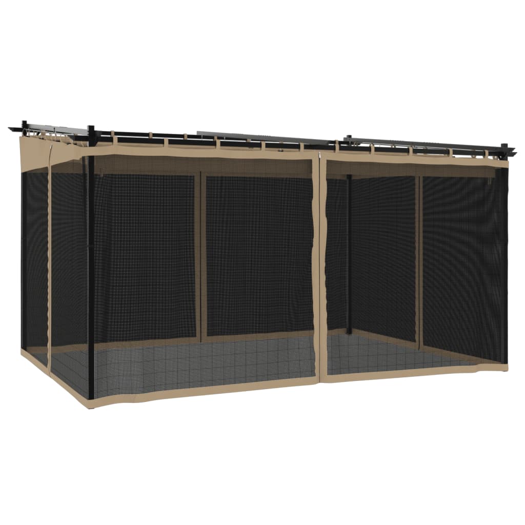 Pavillon mit Netzwände Creme 3x3 m Stahl