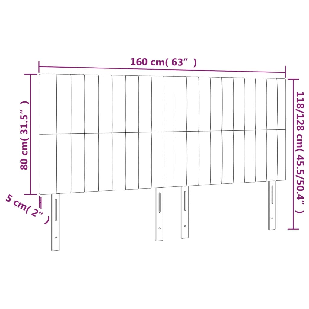Kopfteil Hellgrau 80x5x118/128 cm Samt