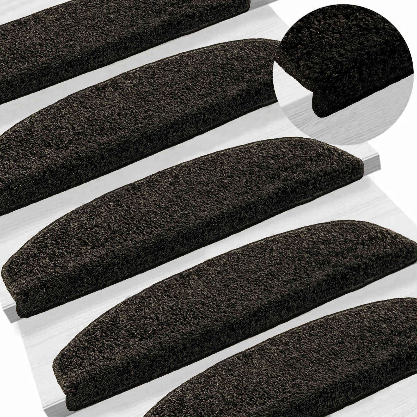Stufenmatten 15 Stk. 56x17x3 cm Grau Halbrund