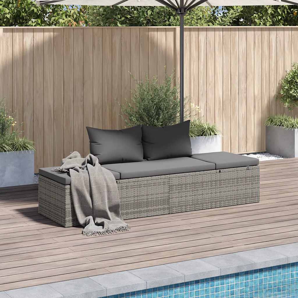 Gartenbett Schwarz 195×60 cm Poly Rattan