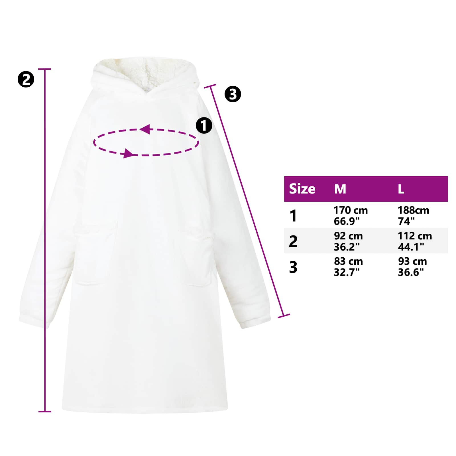 Decken-Hoodie Beige M Fleece und Flanell