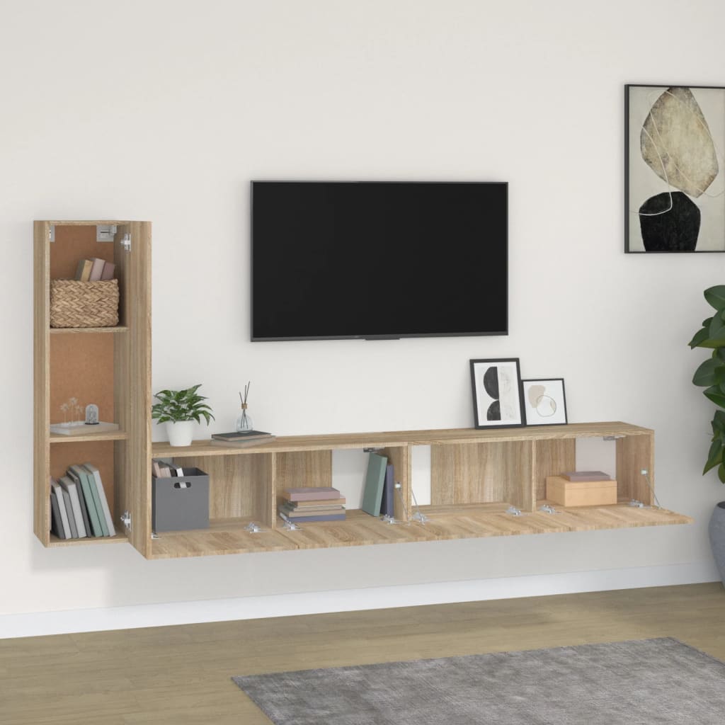 4-tlg. TV-Schrank-Set Weiß Holzwerkstoff