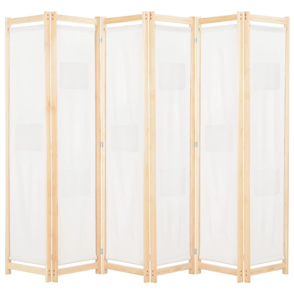 5-teiliger Raumteiler Creme 200 x 170 x 4 cm Stoff