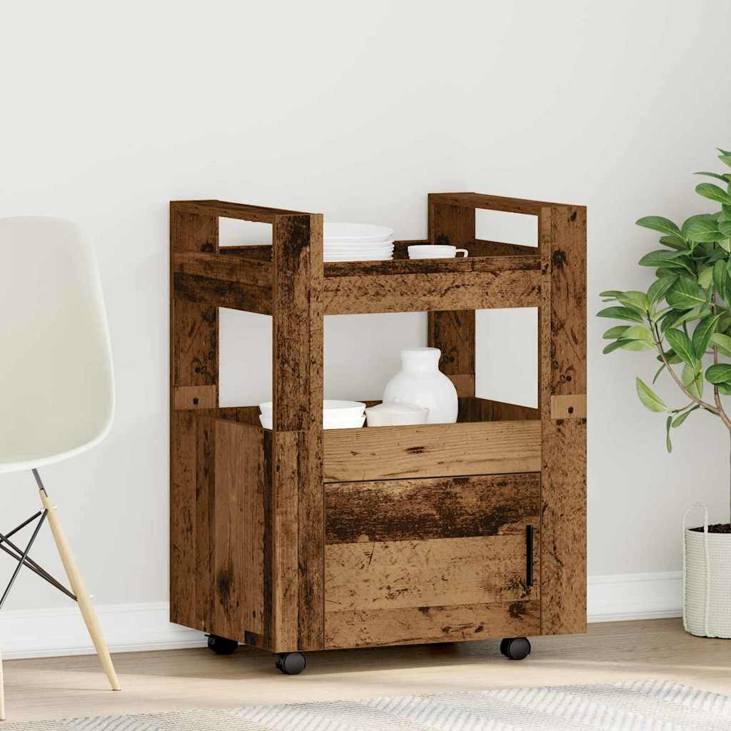 Küchenwagen Weiß 60x45x80 cm Holzwerkstoff