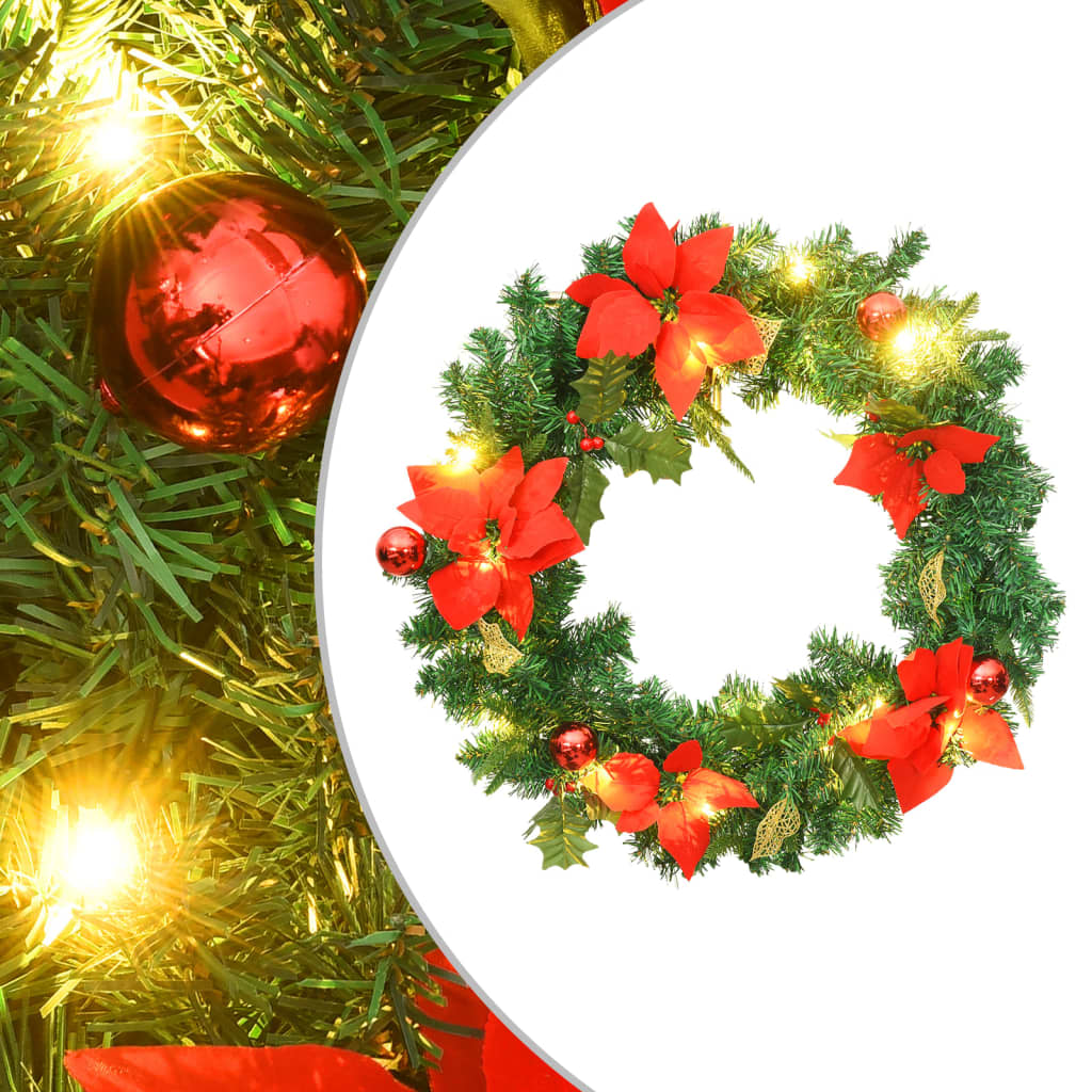 Weihnachtskranz mit LED-Lichtern Grün 60 cm PVC