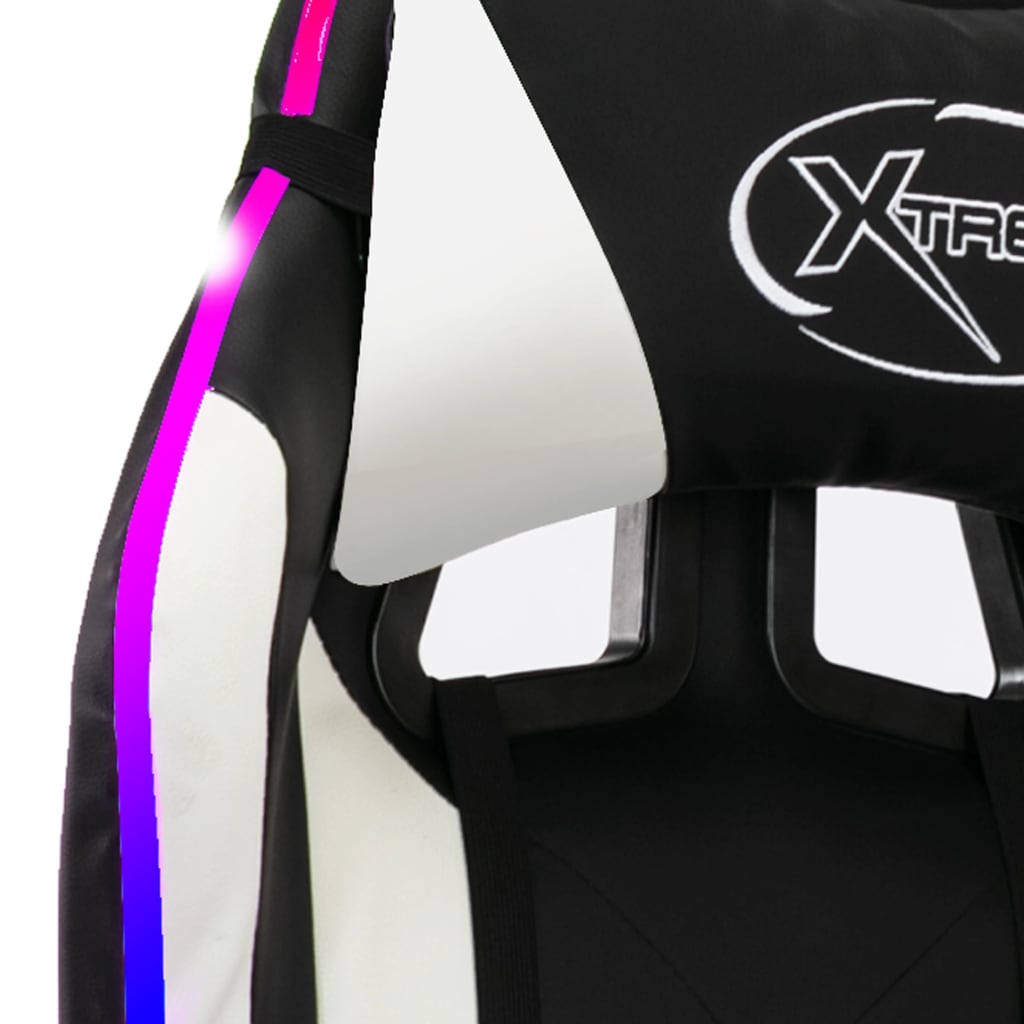 Gaming-Stuhl mit RGB LED-Leuchten Blau und Schwarz Kunstleder