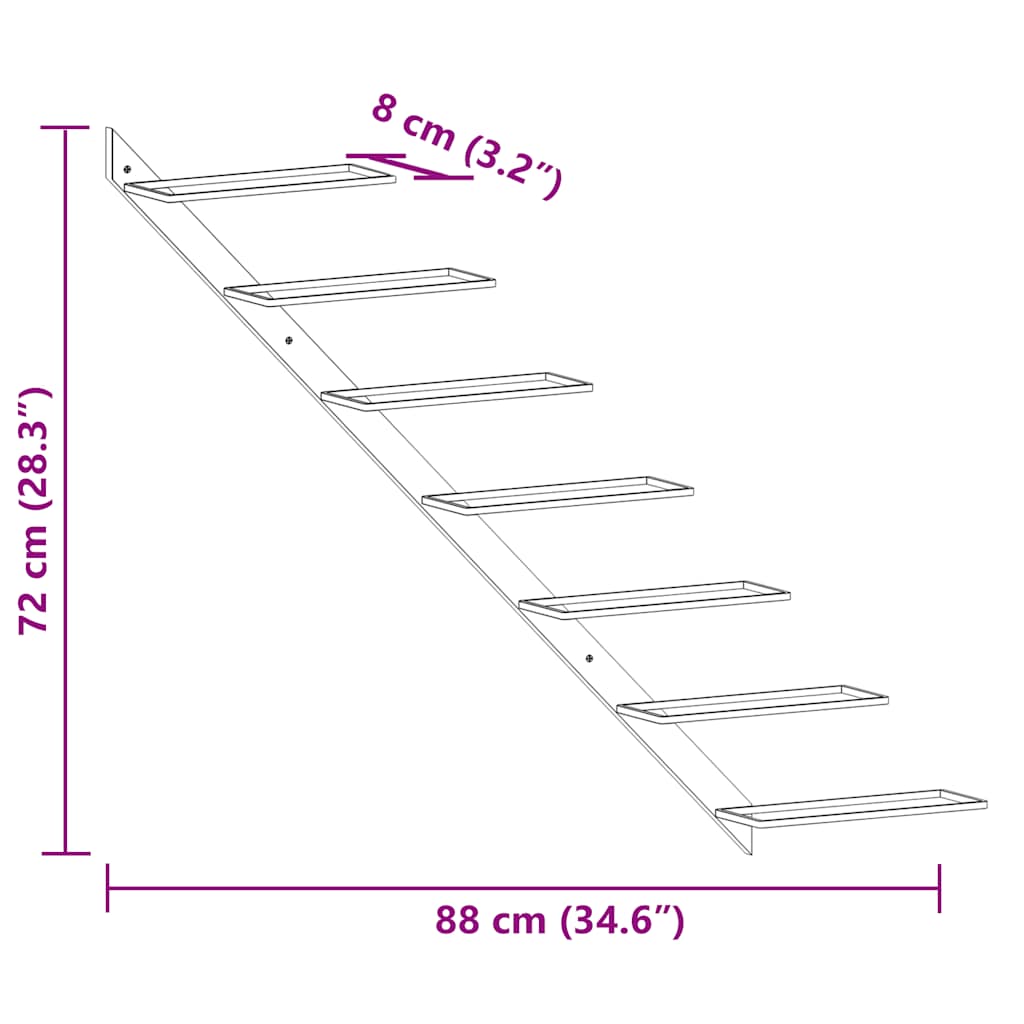 Wand-Weinregal für 7 Flaschen Schwarz Metall