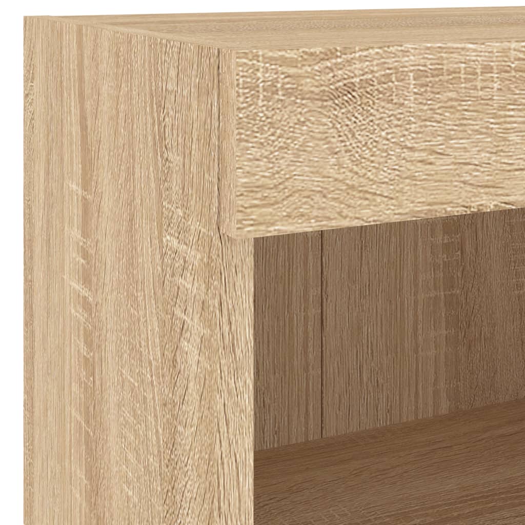 5-tlg. Wohnwand mit LED-Beleuchtung Weiß Holzwerkstoff