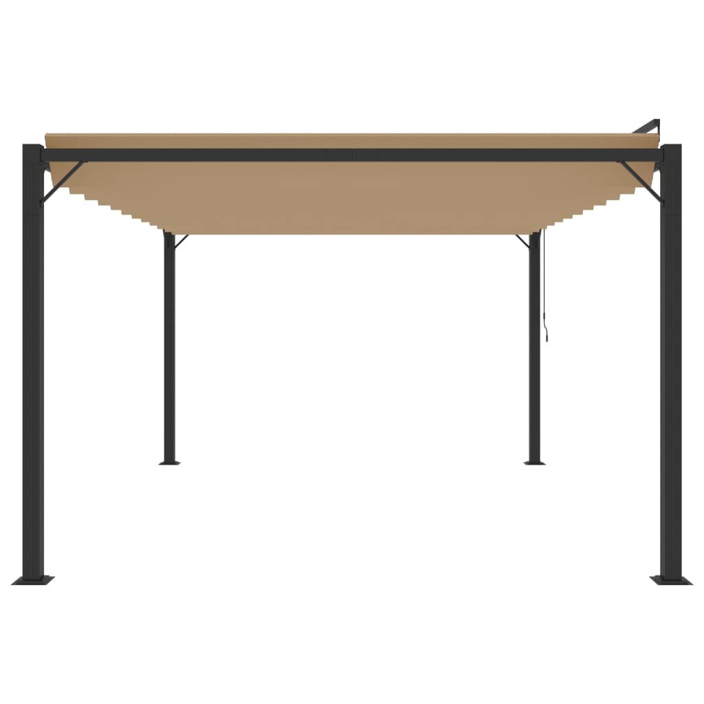 Pergola mit Lamellendach 3x3 m Creme Stoff und Aluminium