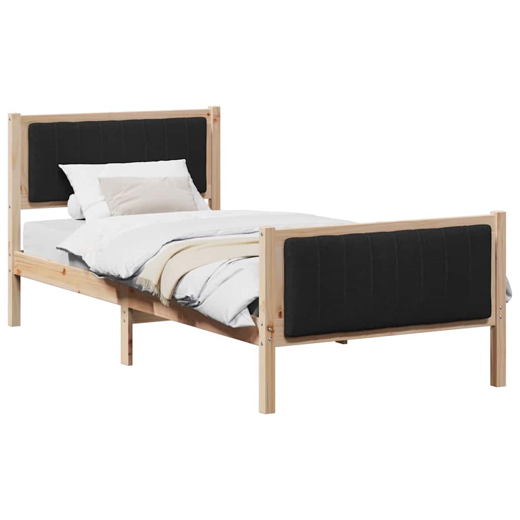 Bettgestell Braun und hellgrau 200 x 200 cm Massivholz Kiefer