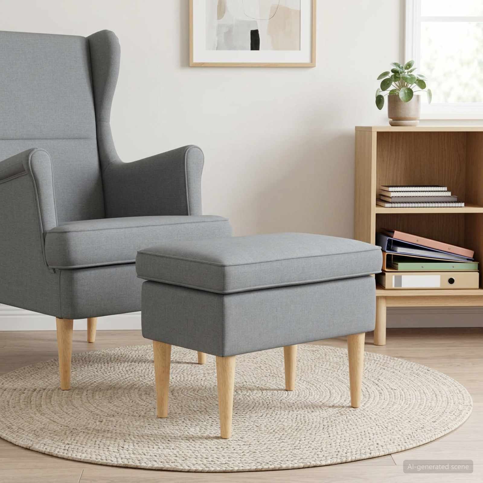 Hocker Hellgrau 55 x 35 x 41 cm Polyester