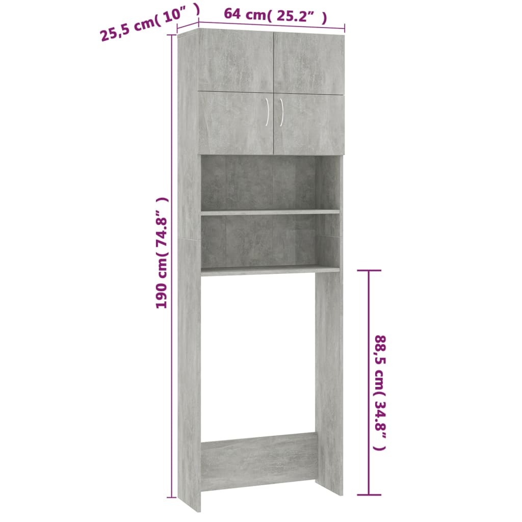 Waschmaschinenschrank Weiß 64x25,5x190 cm Holzwerkstoff