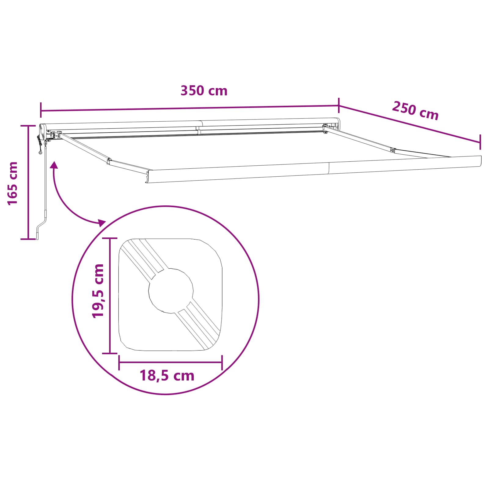 Markise Einziehbar Blau und Weiß 4x3 m Stoff und Aluminium