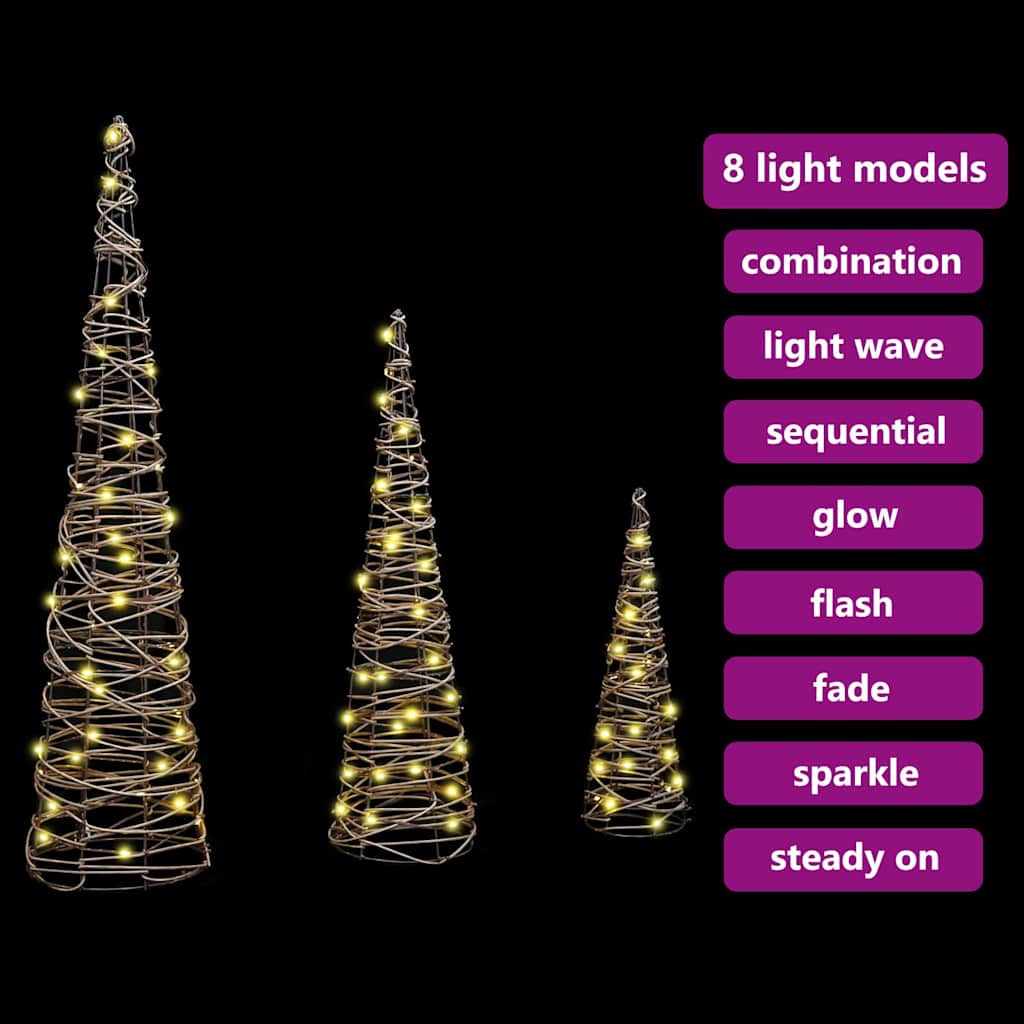 Weihnachtsbaum mit 90 LEDs 3 pcs Warmweiß 20 x 20 x 80 cm PET