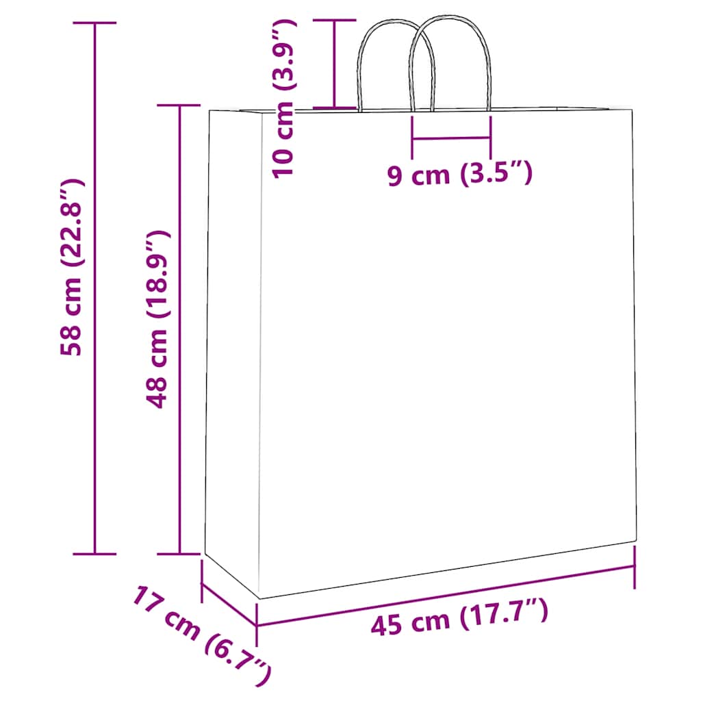 Papiertragetaschen 50 Stk. mit Henkeln Braun 21x11x36 cm